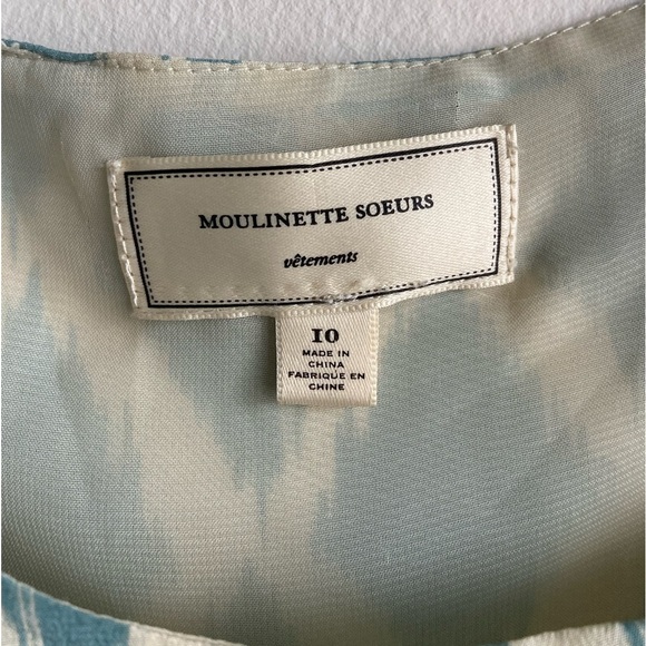 Anthropologie Silk Mini Dress 1960’s Twisted Straps blue beige - Picture 3 of 11